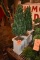(2) WOODEN PLANTERS WITH FAUX BUSHES