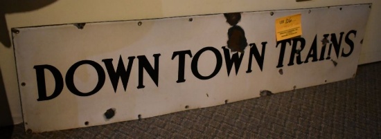 DOWN TOWN TRAINS SIGN, 48" x 12"