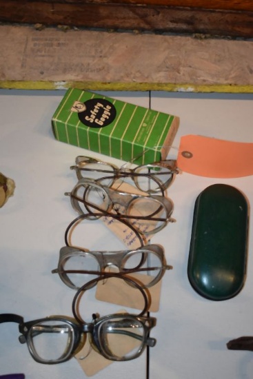 ASSORTED SAFETY GLASSES AND EMPTY BOX AND CASE