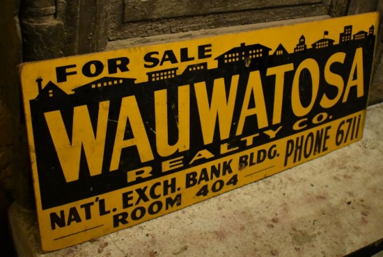 WAUWATOSA REALTY CO. SIGN, 30" x 12"