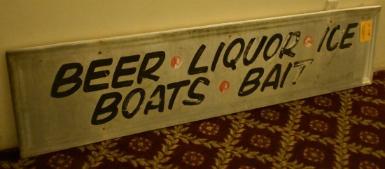 BEER, LIQUOR, ICE, BOATS, BAIT SIGN, 67" x 16"