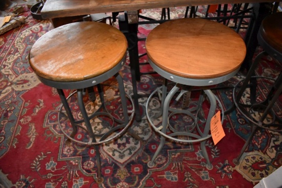 (2) TOLEDO INDUSTRIAL STOOLS WITH WOOD TOPS, 29" TALL