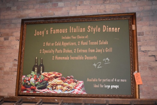 JOEY'S FAMOUS ITALIAN STYLE DINNER SIGN IN ORNATE FRAME,