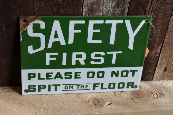 SAFETY FIRST DO NO SPIT ON FLOOR PORCELAIN SIGN,