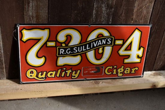 R.G. SULLIVAN'S QUALITY CIGAR PORCELAIN SIGN, 23"W x 11"H