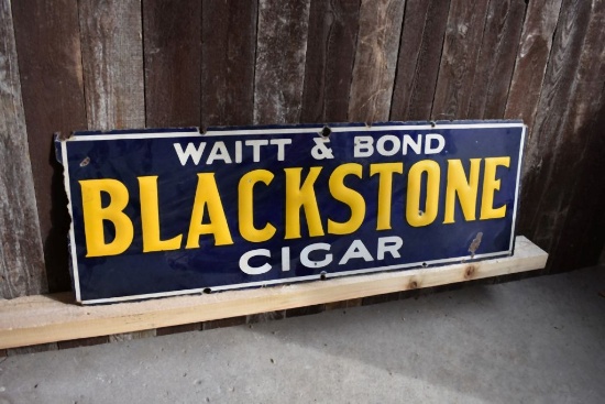 BLACKSTONE CIGAR PORCELAIN SIGN, 36"W x 12"H