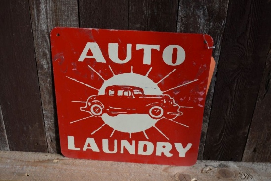 AUTO LAUNDRY METAL SIGN, 12"W x 12"H