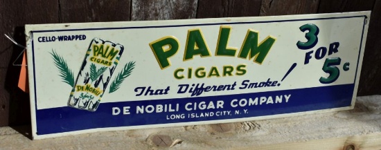PALM CIGARS METAL SIGN, 19"W x 7"H