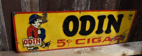 ODIN 5 CENT CIGAR METAL SIGN, 28"W x 10"L
