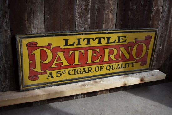 LITTLE PATERNO 5 CENT CIGALR METAL SIGN, 38"W x 13"H