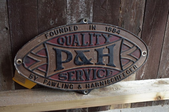 QUALITY P&H SERVICE BY PAWLING & HARNISCHFEGER CAST PLAQUE