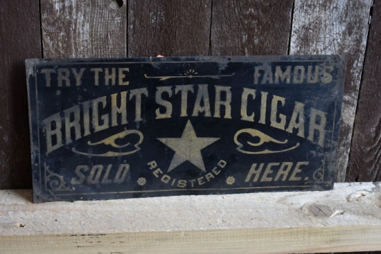 BRIGHT STAR CIGAR METAL SIGN, 14" x 6 1/2"