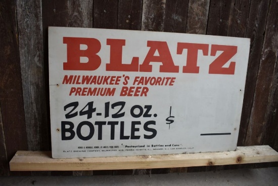 BLATZ BEER PRICE SIGN, CARDBOARD, 32" x 20"