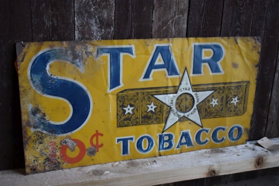 STAR 10 CENT TOBACCO METAL SIGN, 24" x 12"