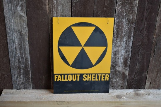 FALLOUT SHELTER METAL SIGN, 14" x 10", N.O.S.