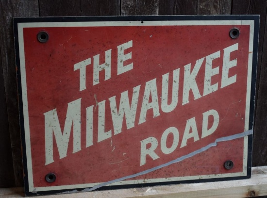 MILWAUKEE ROAD SIGN, 22 1/2" x 16 3/4"