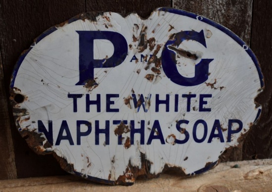 P & G THE WHITE NAPHTHA SOAP SINGLE SIDED PORCELAIN SIGN,