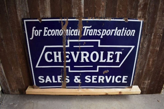 CHEVY DEALER SIGN, METAL, 40" x 28"