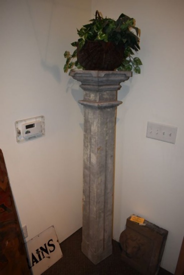 FLUTED COLUMN STAND AND FAUX PLANT