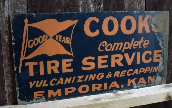 COOKS GOOD YEAR TIRE SERVICE STEEL SIGN, 24"W x 12"H,