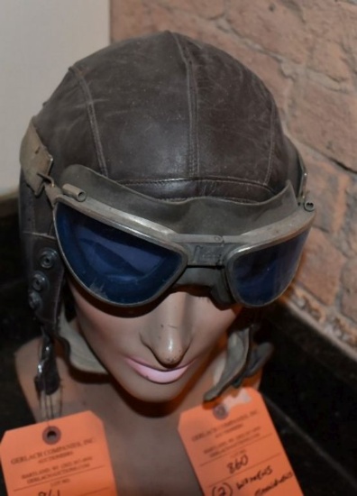 LEATHER AVIATORS CAP WITH GOGGLES