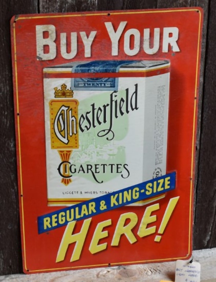 BUY CHESTERFIELD CIGARETTES HERE SIGN, 18"H x 12"W