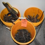 (3) BUCKETS LOADED WITH VINTAGE TOOLS; WRENCHES,