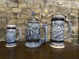 (3) BEER STEINS - AIRPLANES; CONQUEST OF SPACE &