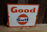 GOOD GULF METAL PORCELAIN SIGN, PUMP PLATE, 11