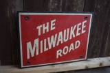 THE MILWAUKEE ROAD METAL SIGN, 22 3/4