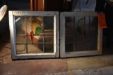 PAIR OF FRAMED ENGLISH TYPE STAINED GLASS PIECES -