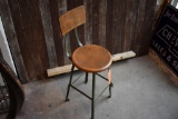 INDUSTRIAL WOOD & STEEL STOOL WITH BACK 25