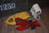 TONKA SANDLOADER AND (2) METAL TOY TRAILERS