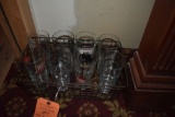 WIRE BASKET WITH (16) ASSORTED BEER GLASSES