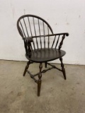 ANTIQUE OAK CURVED BACK CHAIR