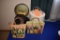 (2) WIG CASES, WIG HOLDER & (2) STRAW BAGS