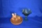 FENTON GLASS COLONIAL GREEN ROSE COMPOTE CANDY DISH