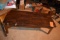 BROWN WOOD TABLE W/LAMINATE TOP, 20
