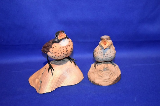 (2) VINTAGE DANBURY MINT BIRD FIGURES, 1-BABY SONG