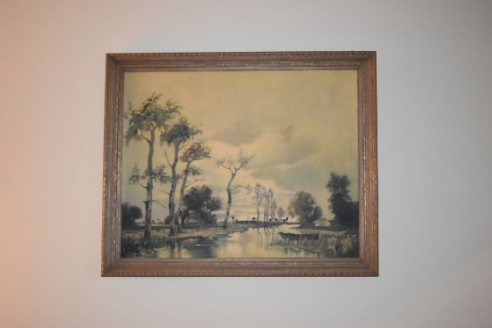 PRINT COPY BY A. HERBE, FRAMED, 28"H X 34"W