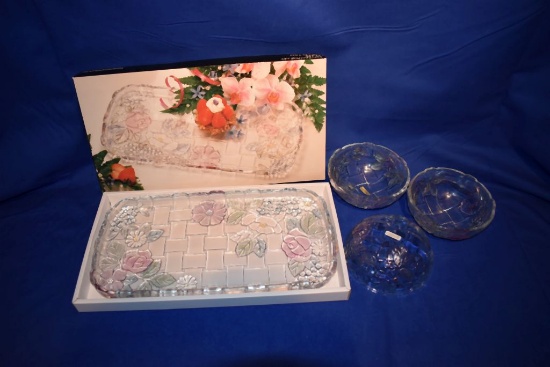 NAPOLI PASTEL FLOWER OBLONG PLATE, 14-1/2" X 7-1/2",