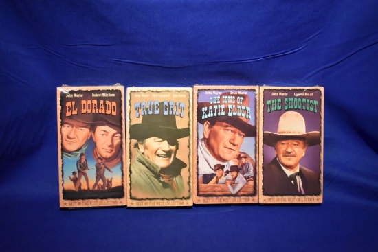 (4) VHS TAPES BY JOHN WAYNE: TRUE GRIT, EL DORADO,