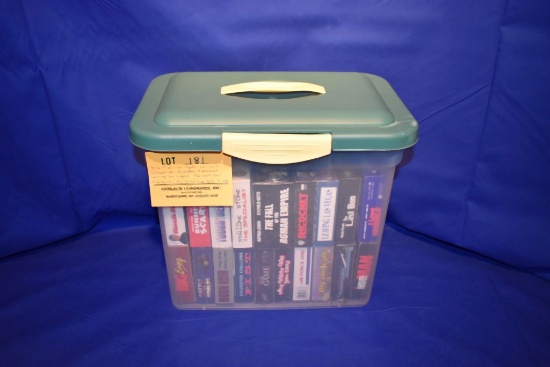 TOTE W/20 VHS TAPES, VARIOUS CATAGORIES: RUSH HOUR,