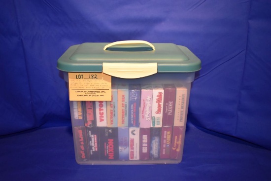 TOTE W/20 VHS TAPES, VARIOUS CATAGORIES: VICTORY,