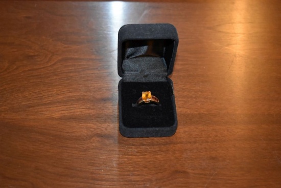 14K GOLD CITRINE & GARNET RING