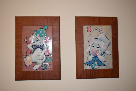(4) WALL PRINTS: DOGS & CATS