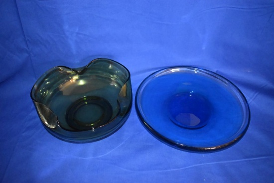 (2) PCS: VINTAGE MCM ART GLASS DISH APPROX. 11" DIA.
