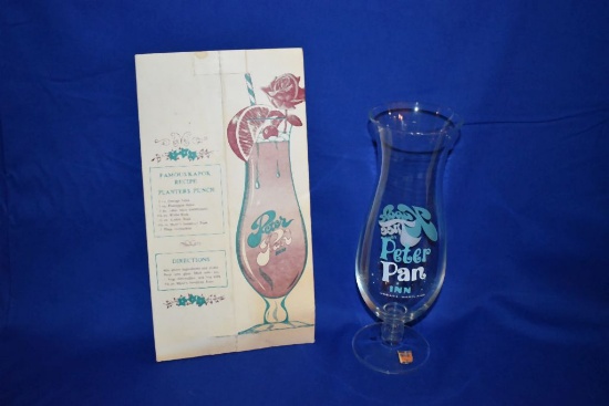 VINTAGE TIKI PETER PAN INN HURRICANE GLASS COCKTAIL,