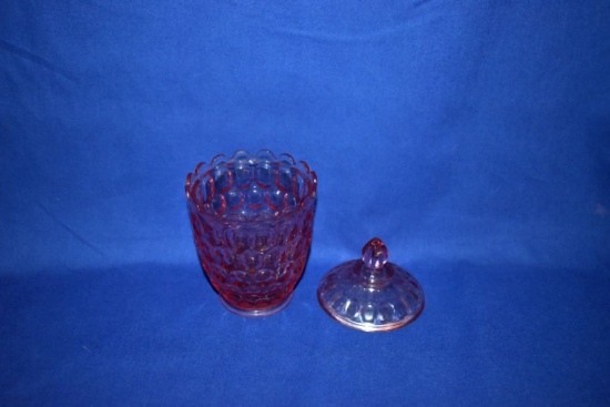 FENTON THUMBPRINT COLONIAL PINK SUGAR BOWL, 4"H X