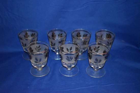 VINTAGE ON THE ROCKS GLASSES, SILVER LEAF BY LIBBEY